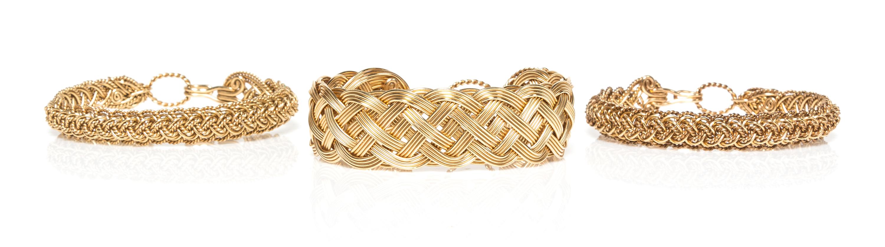 A Collection of Yellow Gold Bangle Bracelets, 45.50 dwts.