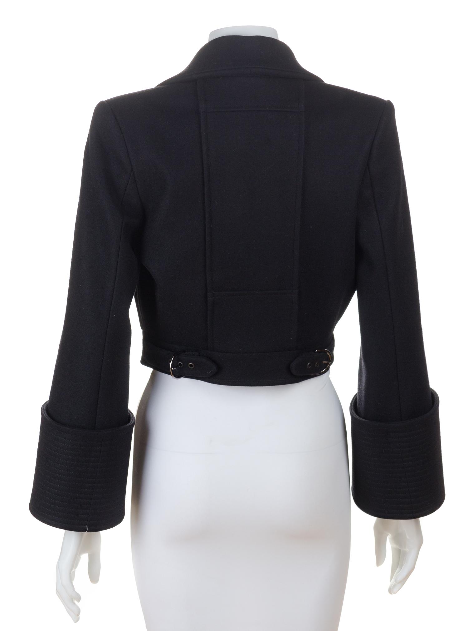 A Stella McCartney Black Wool Crop Jacket, Size 40.