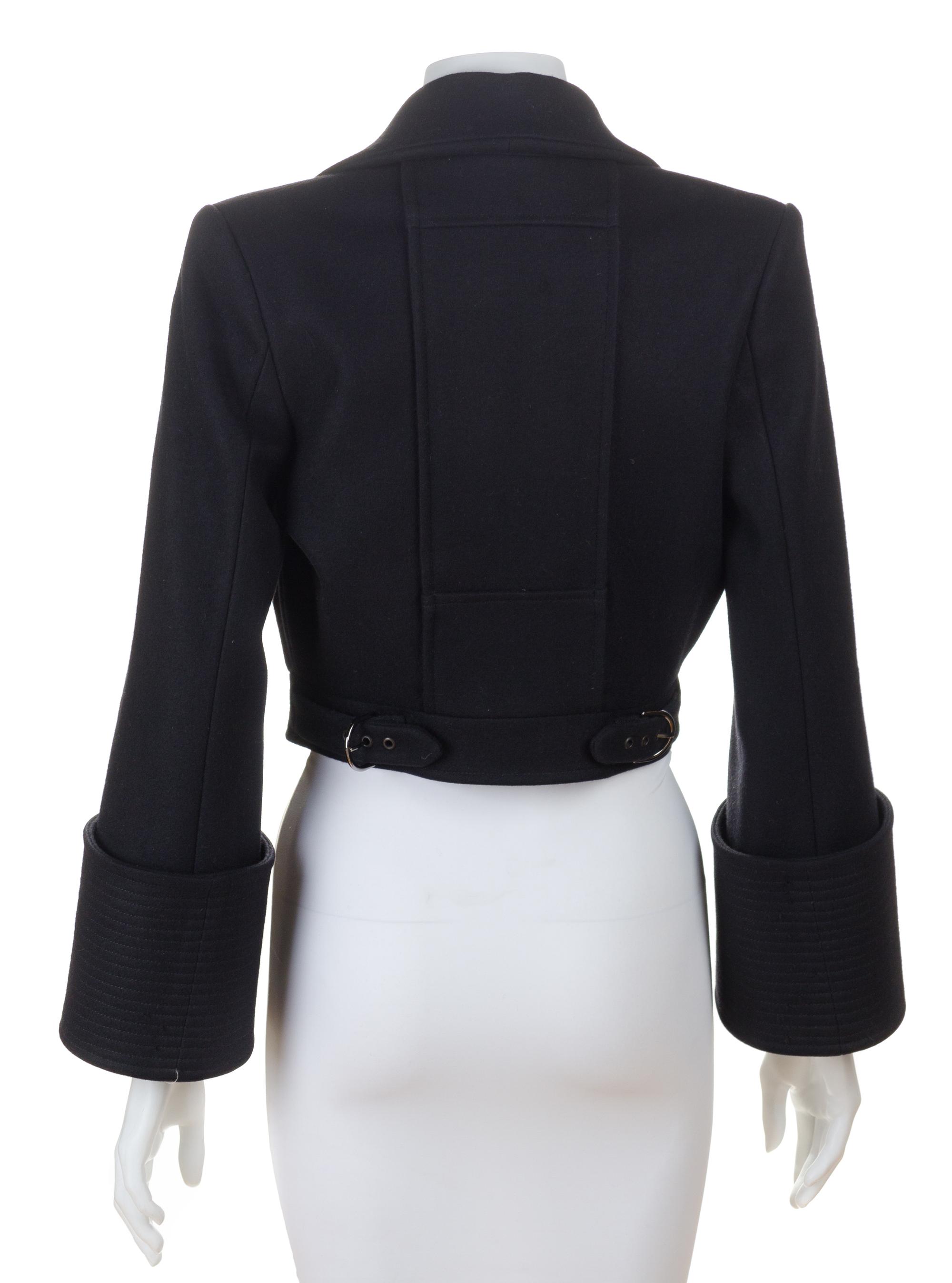 A Stella McCartney Black Wool Crop Jacket, Size 40.