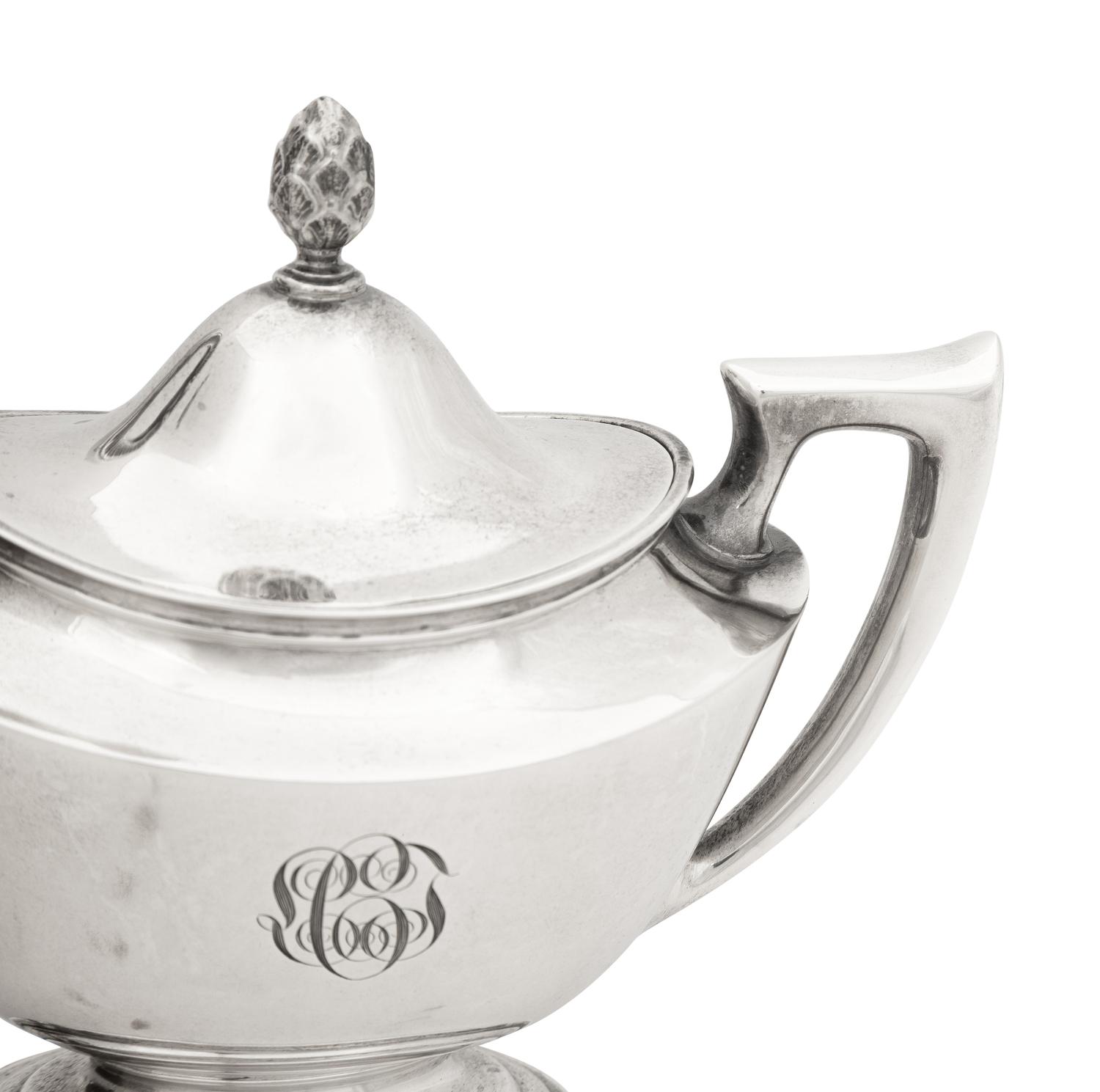 An American Silver Coffee Pot, Milk Jug and Sugar Bowl