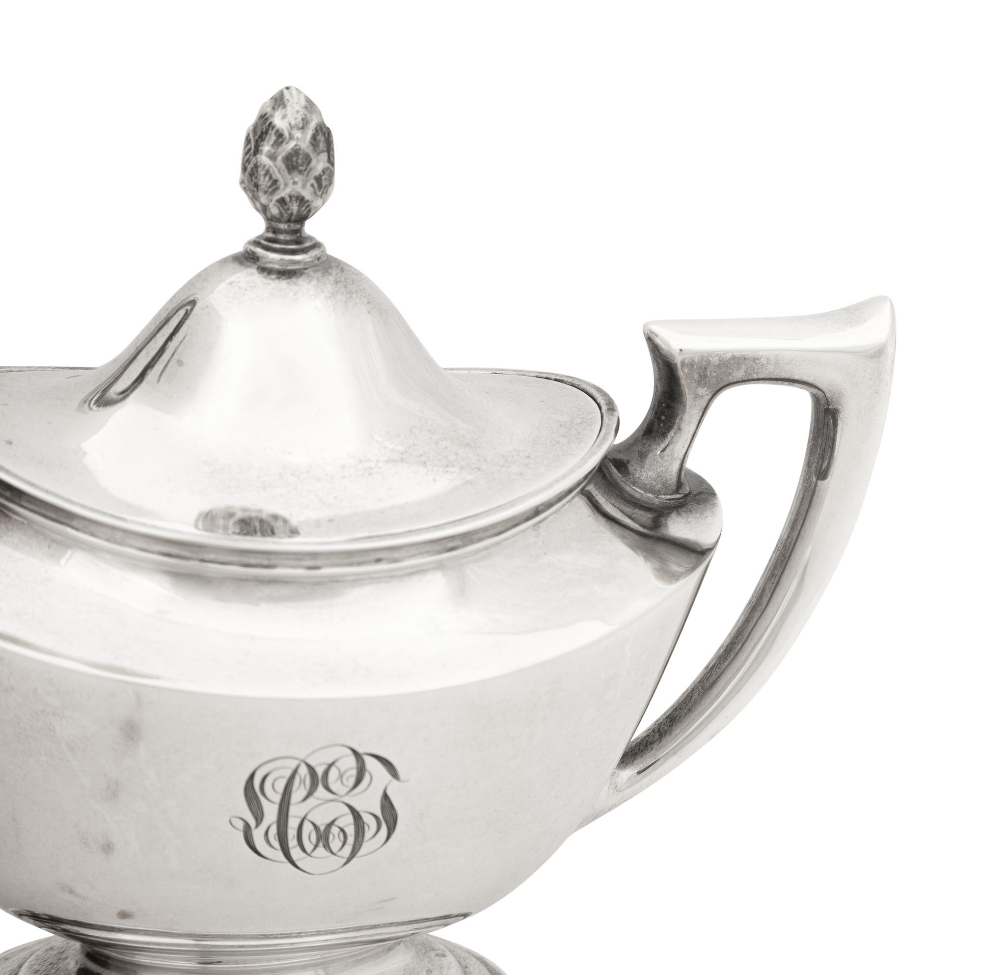 An American Silver Coffee Pot, Milk Jug and Sugar Bowl