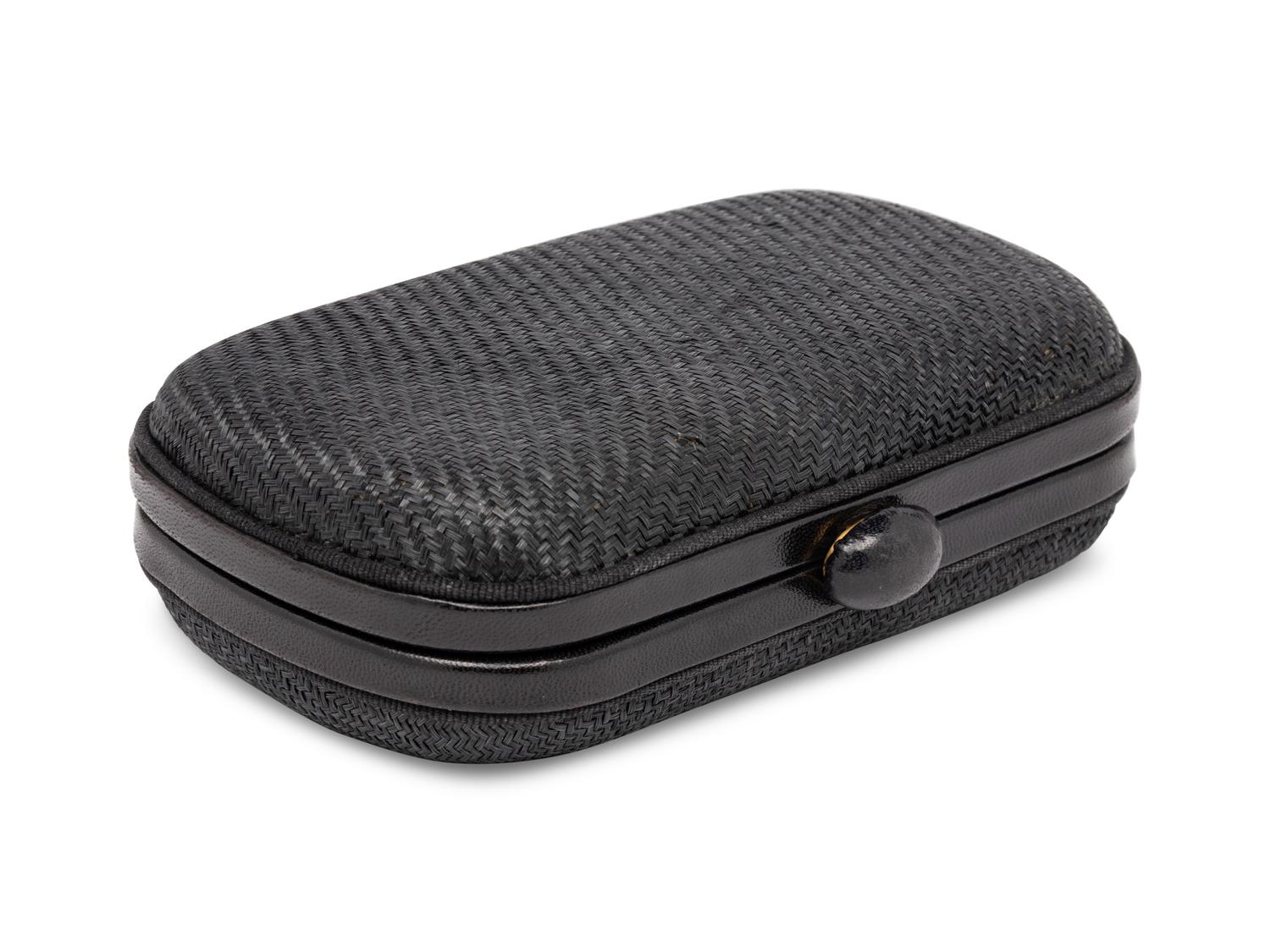 BOTTEGA VENETA, BLACK STRAW CLUTCH