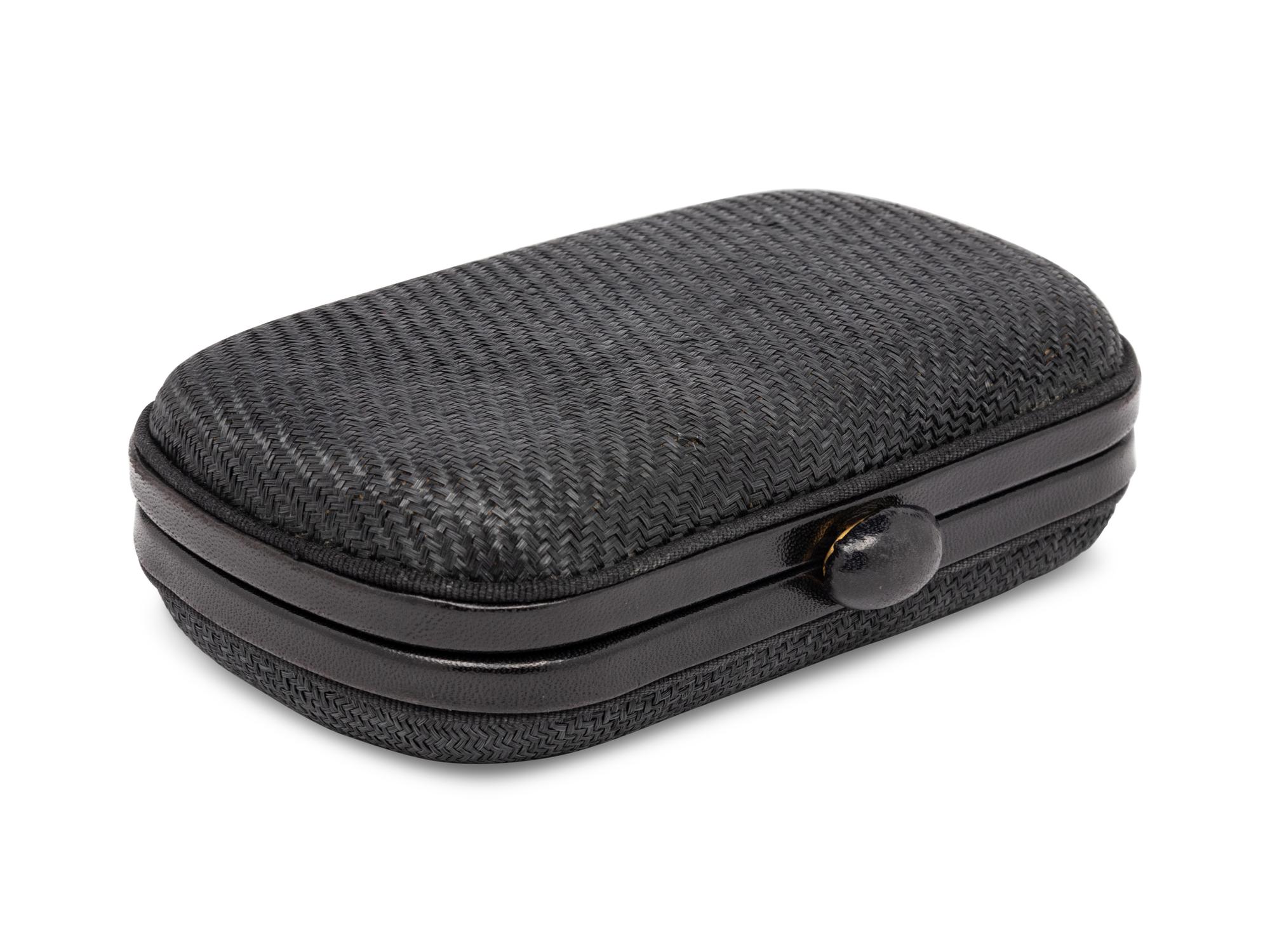 BOTTEGA VENETA, BLACK STRAW CLUTCH