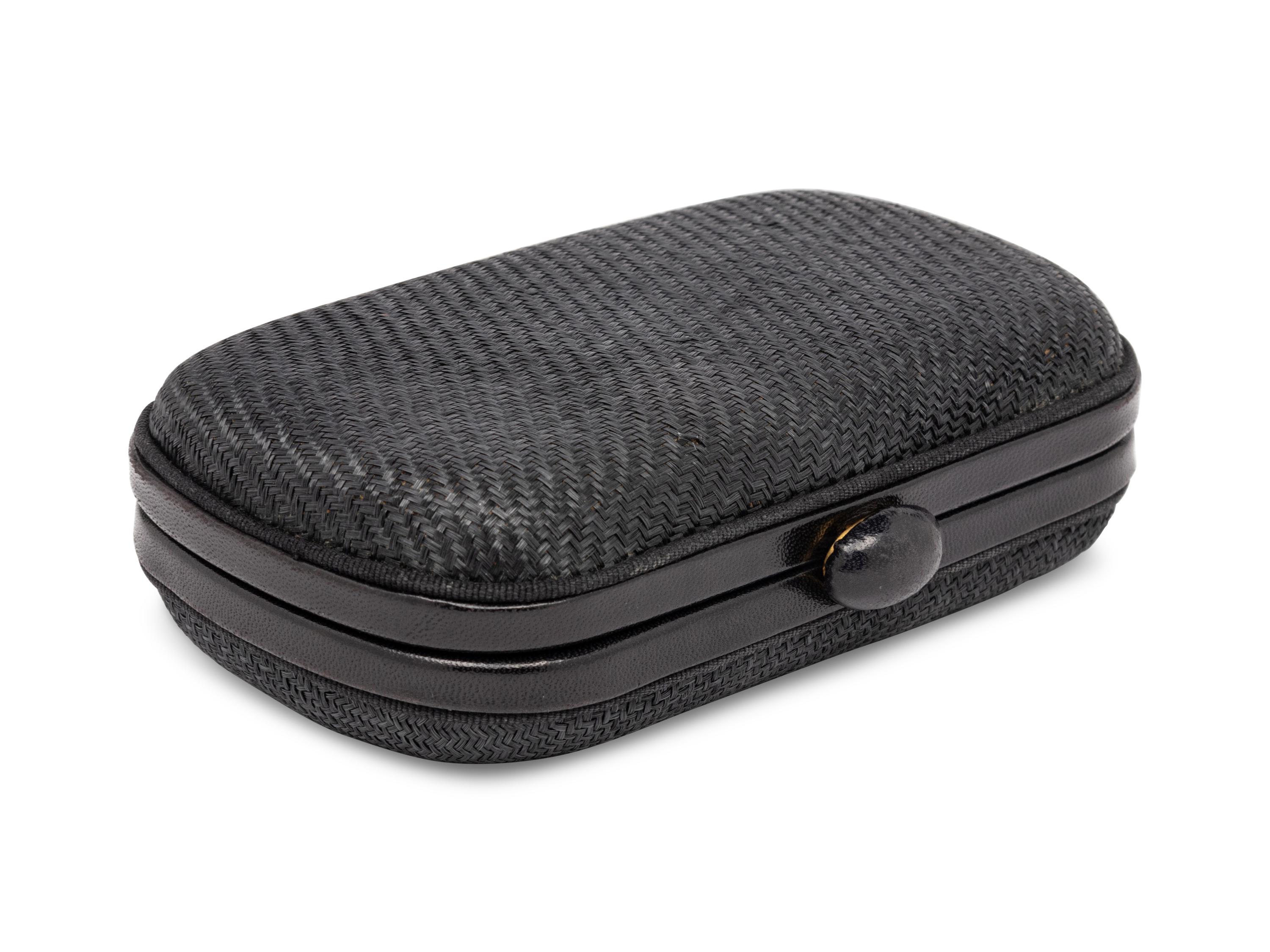 BOTTEGA VENETA, BLACK STRAW CLUTCH
