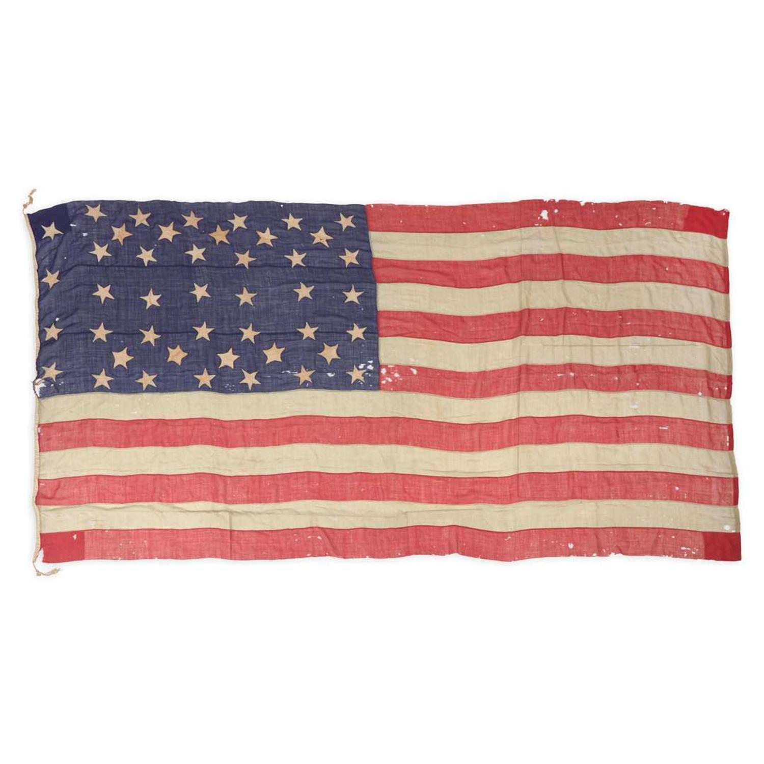 [FLAGS]. Civil War 34-star American flag converted into a 44-star flag. 1861 to 1890.