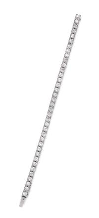 A Platinum and Diamond Line Bracelet,