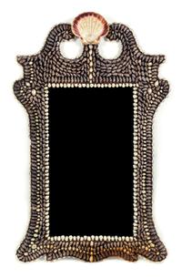 A Shell-Encrusted Mirror 38 x 23 inches. — 20TH CENTURY
