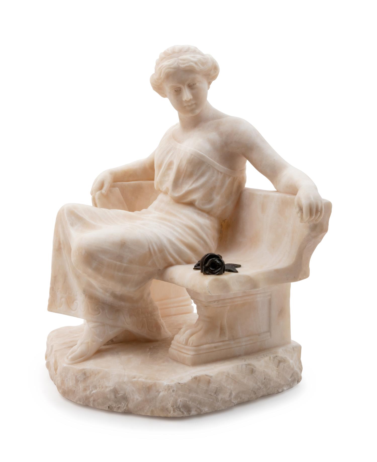 An Italian Bronze Mounted Alabaster Figure