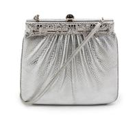 A Judith Leiber Silver Karung Snakeskin Bag, 7 x 6 x 2 1/2 inches.