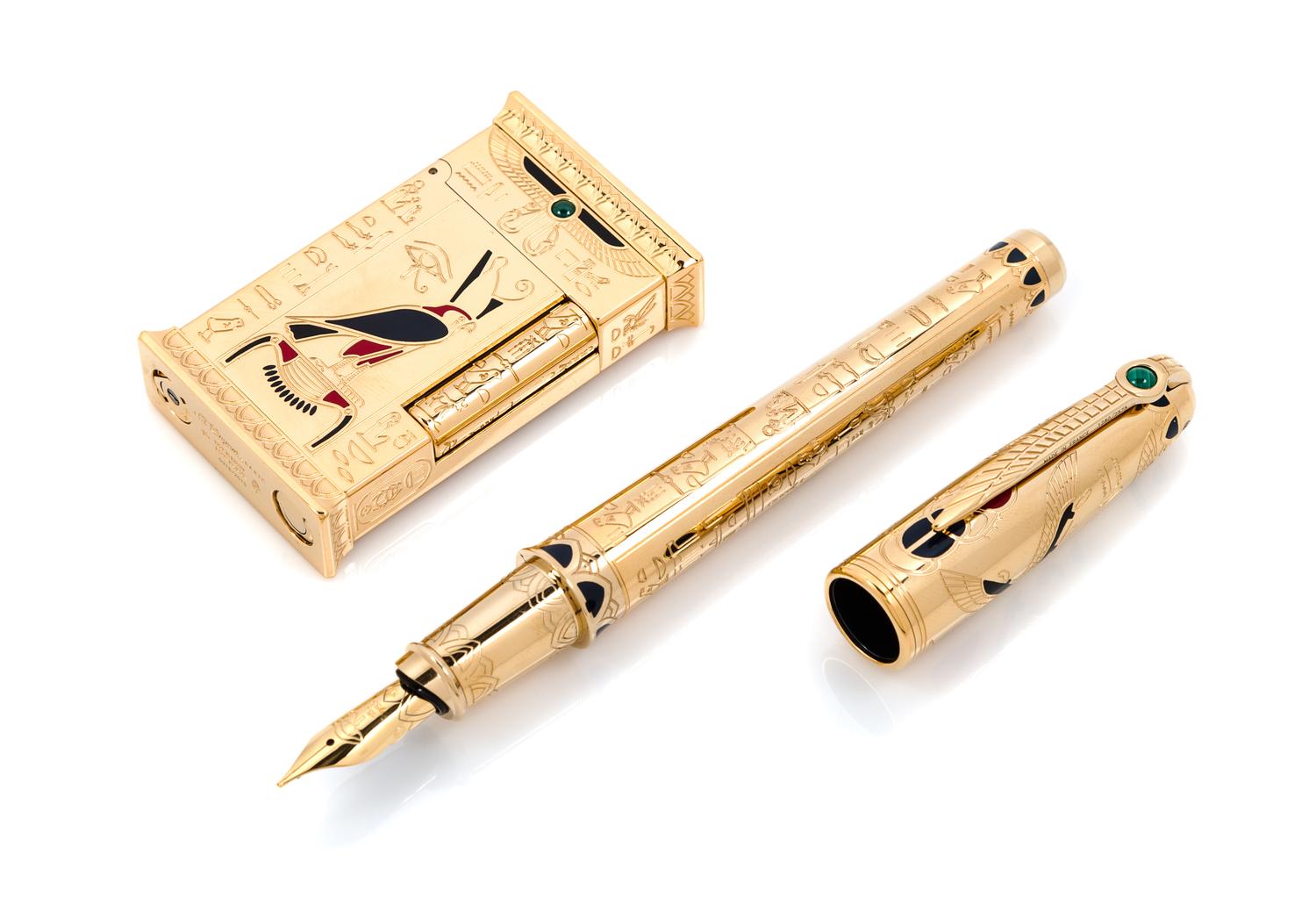 An S.T. Dupont Pharaoh Limited Edition Fountain Pen and Lighter