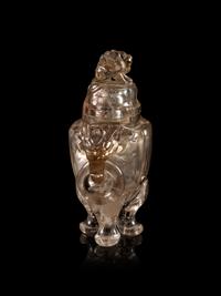 A Carved Rock Crystal Incense Burner and Cover