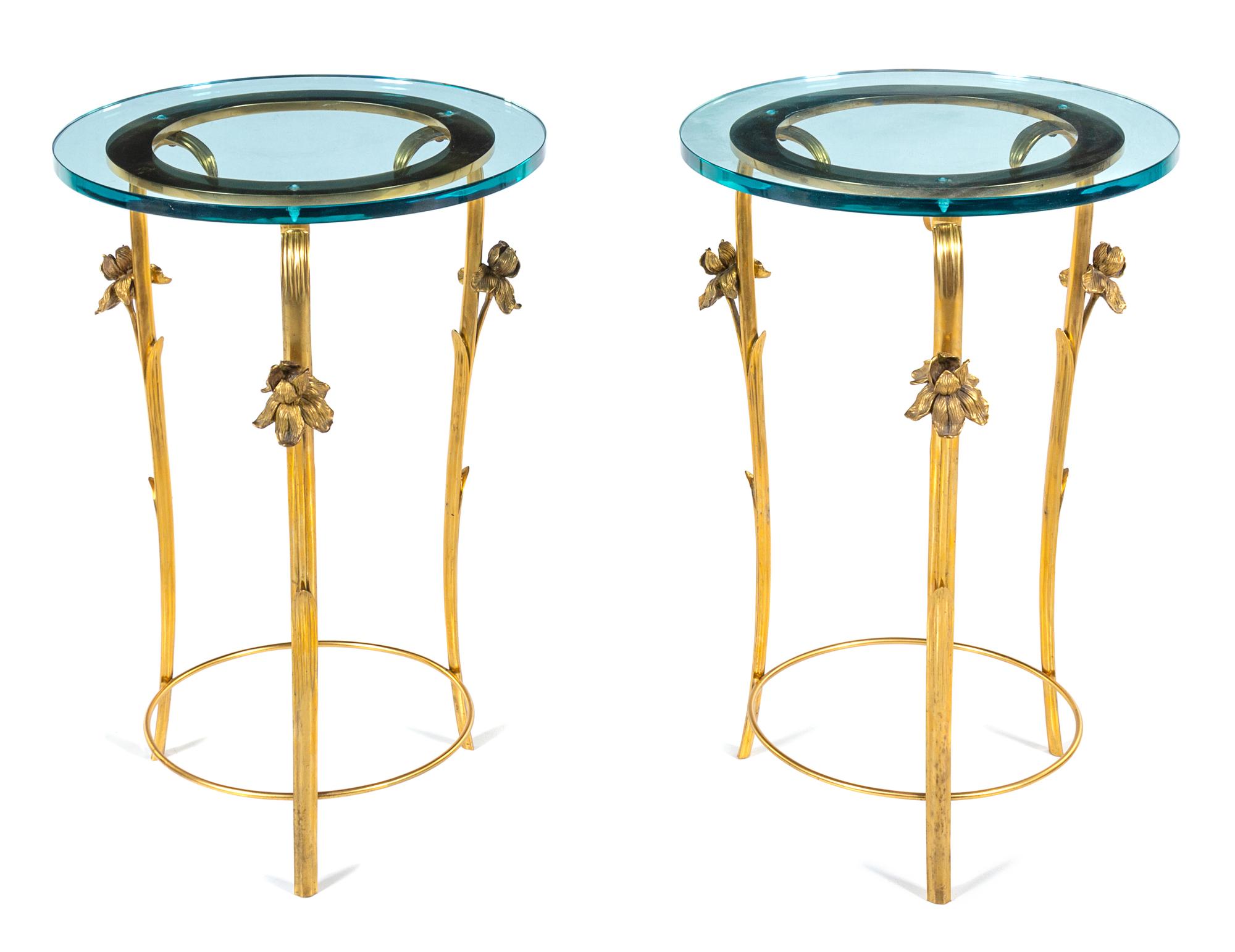 A Pair of Art Nouveau Style Gilt Bronze Side Tables