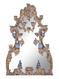 A George III Style Carved and Painted Overmantel Mirror