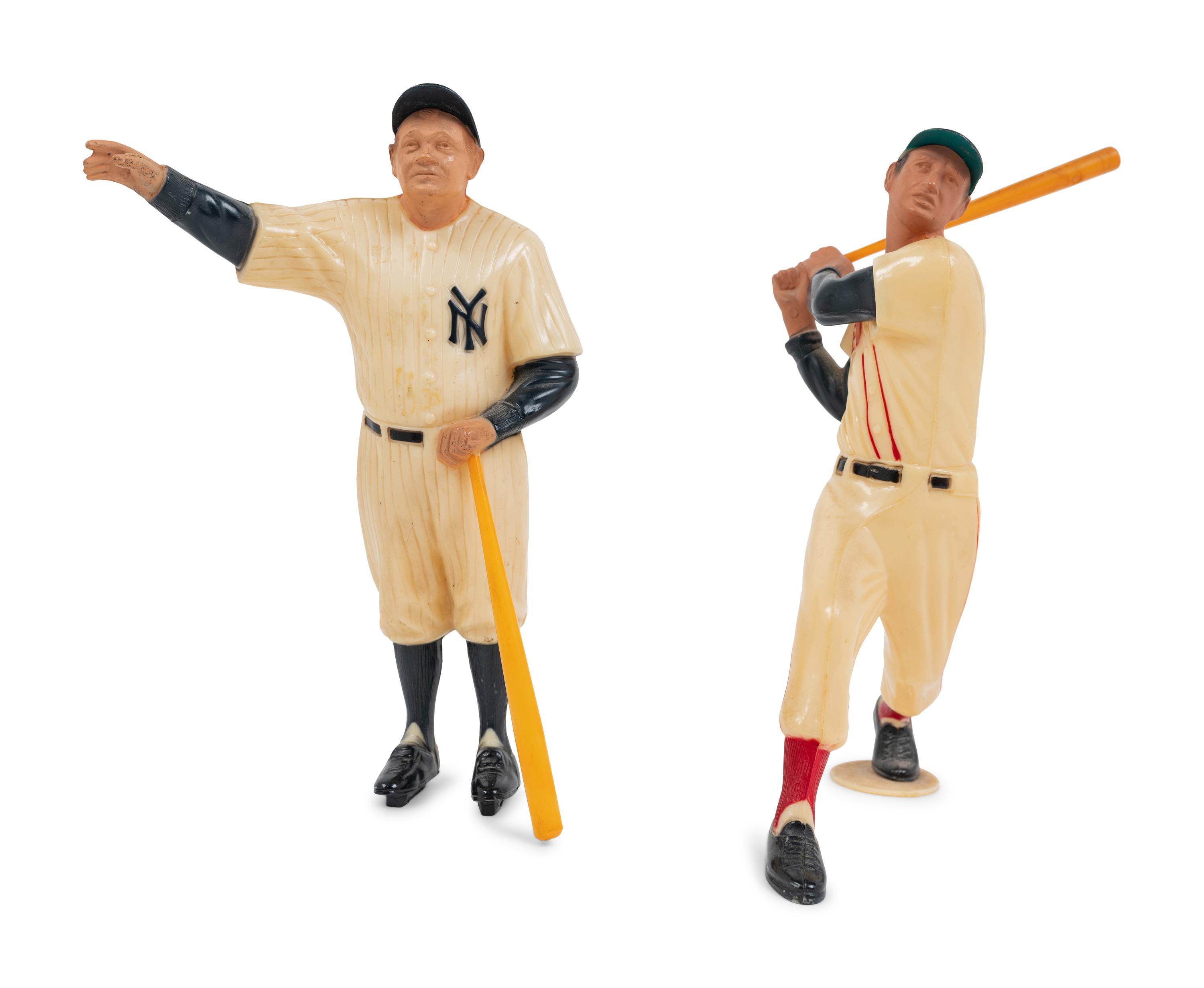 A Group of Vintage 1950s Babe Ruth and Ted Williams Original Hartland Statues Including Bats
