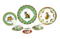 A Lynn Chase Porcelain Dinner Service Diameter of largest 12 inches.