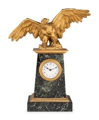A Continental Marble and Gilt Bronze Eagle Clock