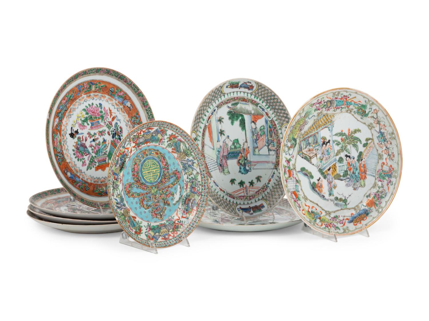 Eight Chinese Famille Rose Porcelain Plates