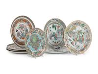 Eight Chinese Famille Rose Porcelain Plates