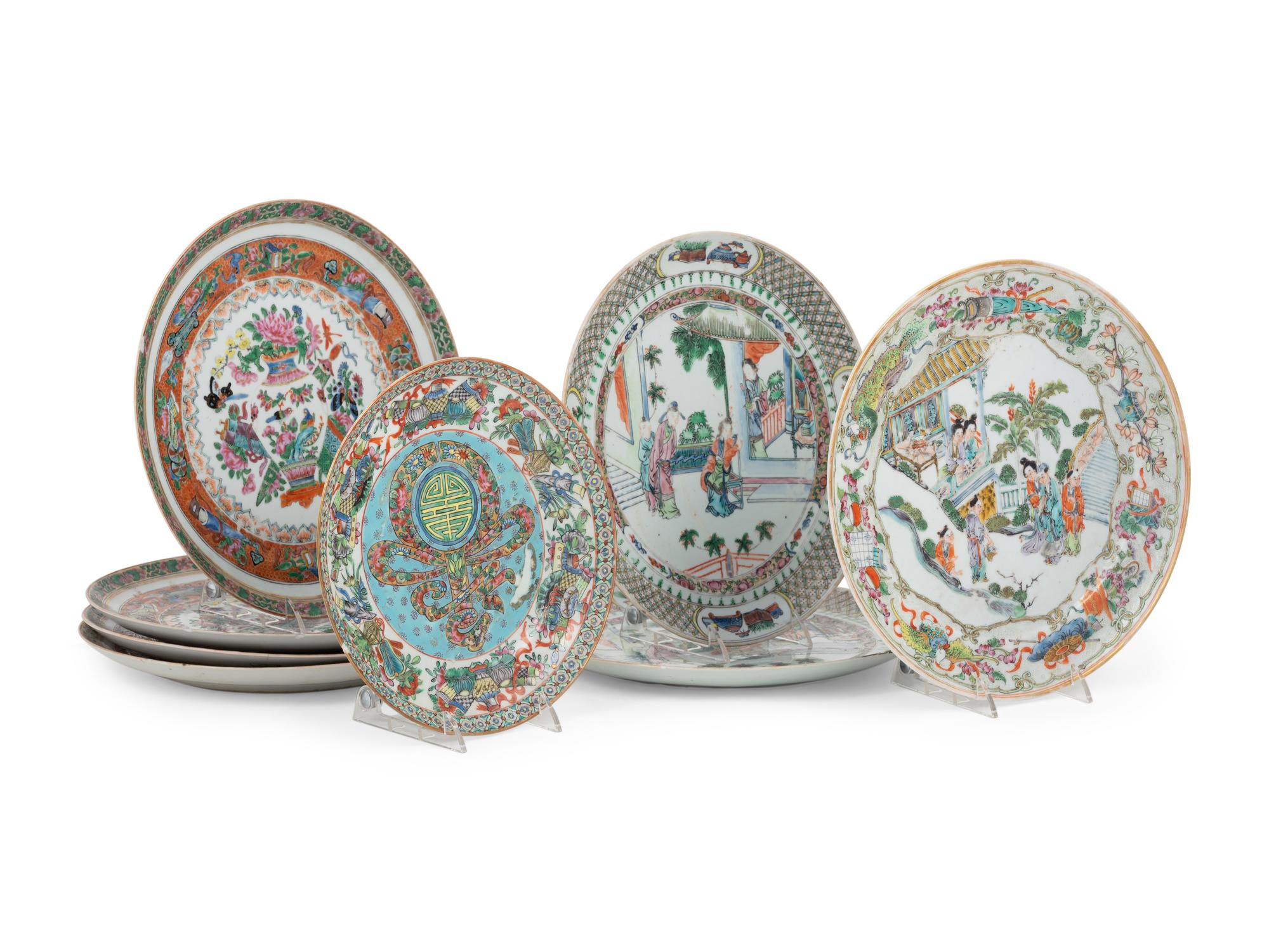Eight Chinese Famille Rose Porcelain Plates
