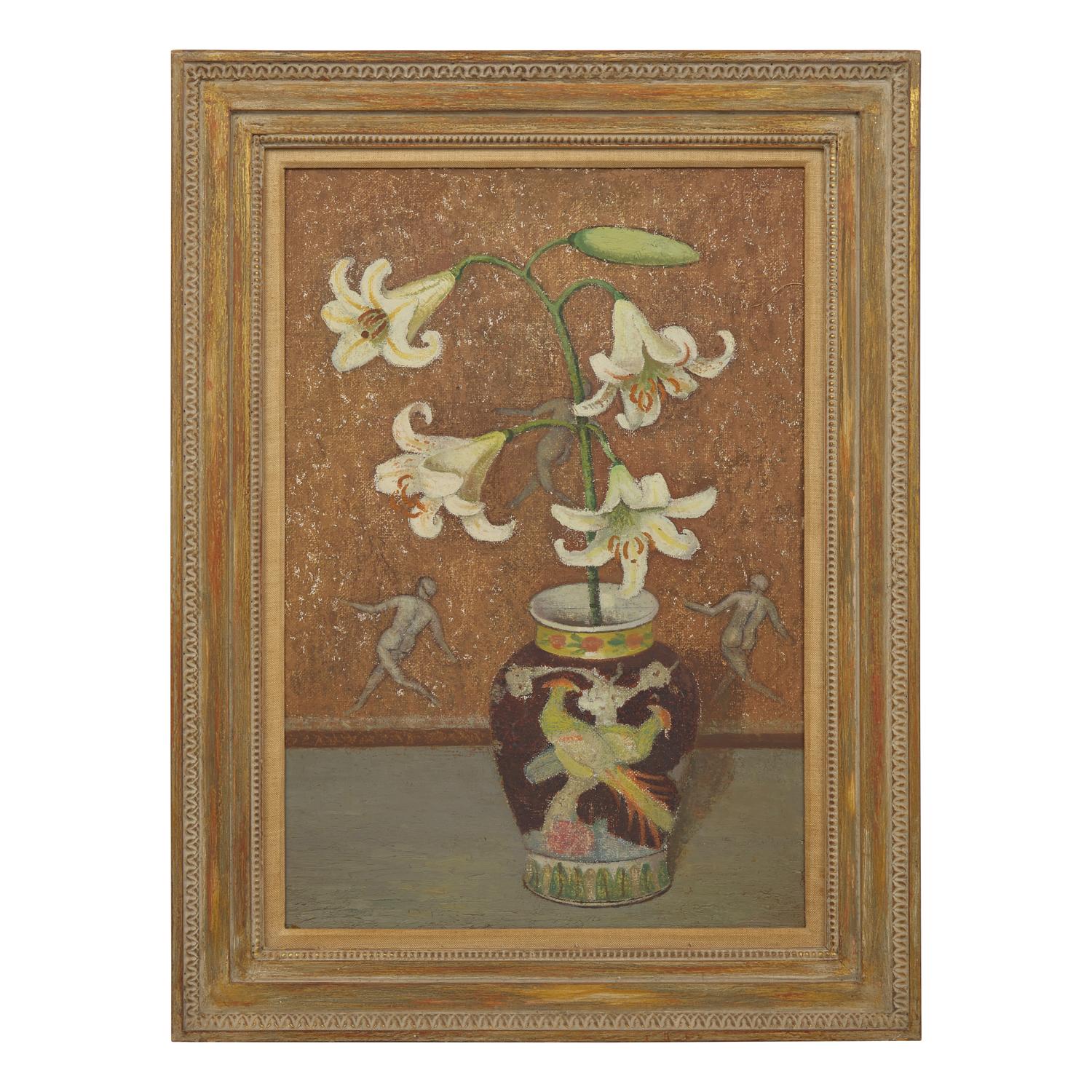 Emma Fordyce MacRae (American, 1887–1974) — Easter Lilly in Black Parrot Vase