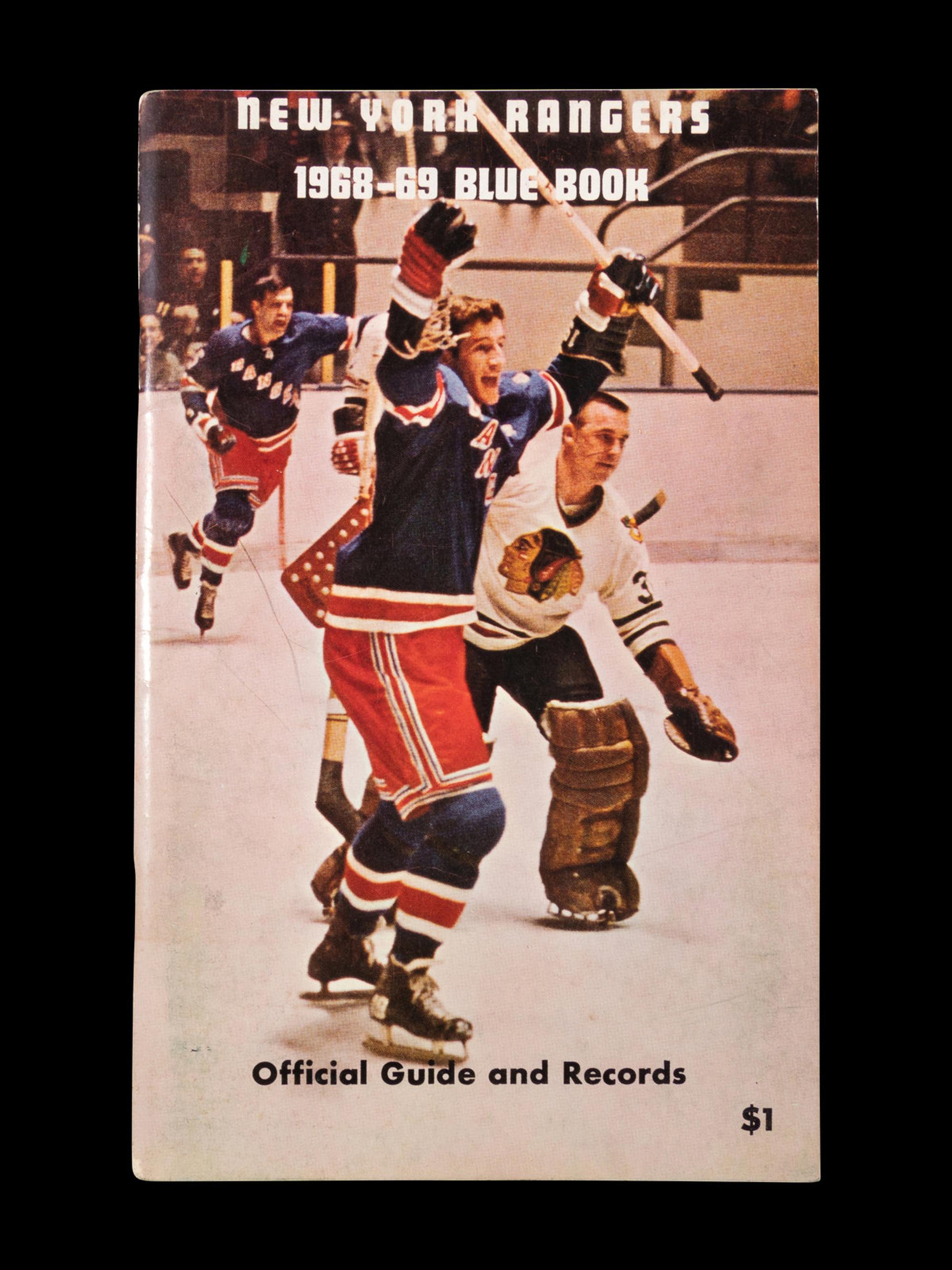 A Group of 16 1960s - 1980s New York Rangers Blue Book Media Guides,