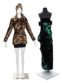 Two Designer Evening Items: One Yves Saint Laurent Ensemble, One Bill Blass Dress 1980-90s