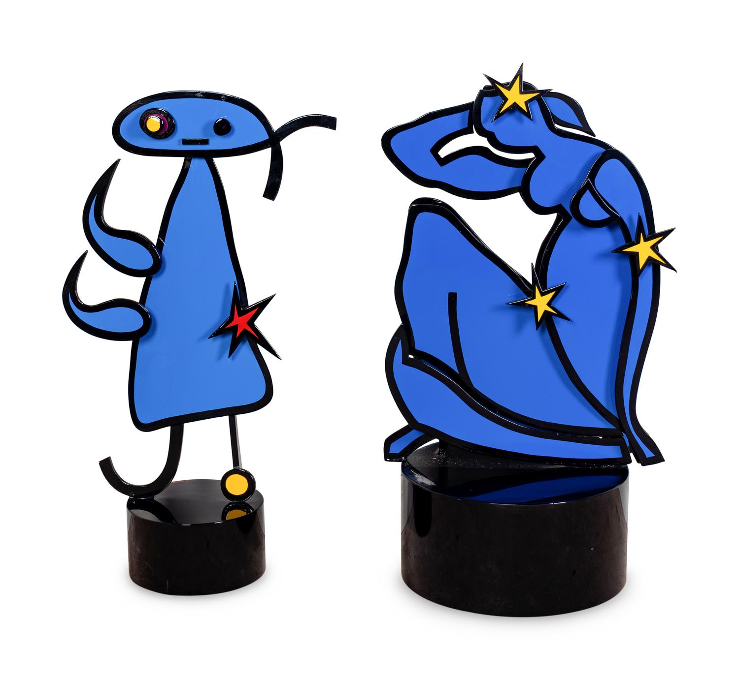 Two Painted Aluminum Sculptures after Matisse and Miro