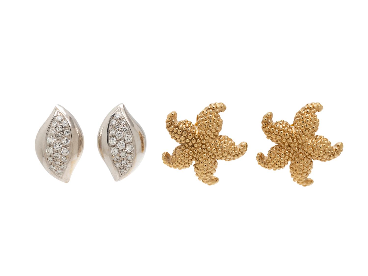 COLLECTION OF GOLD EARRINGS