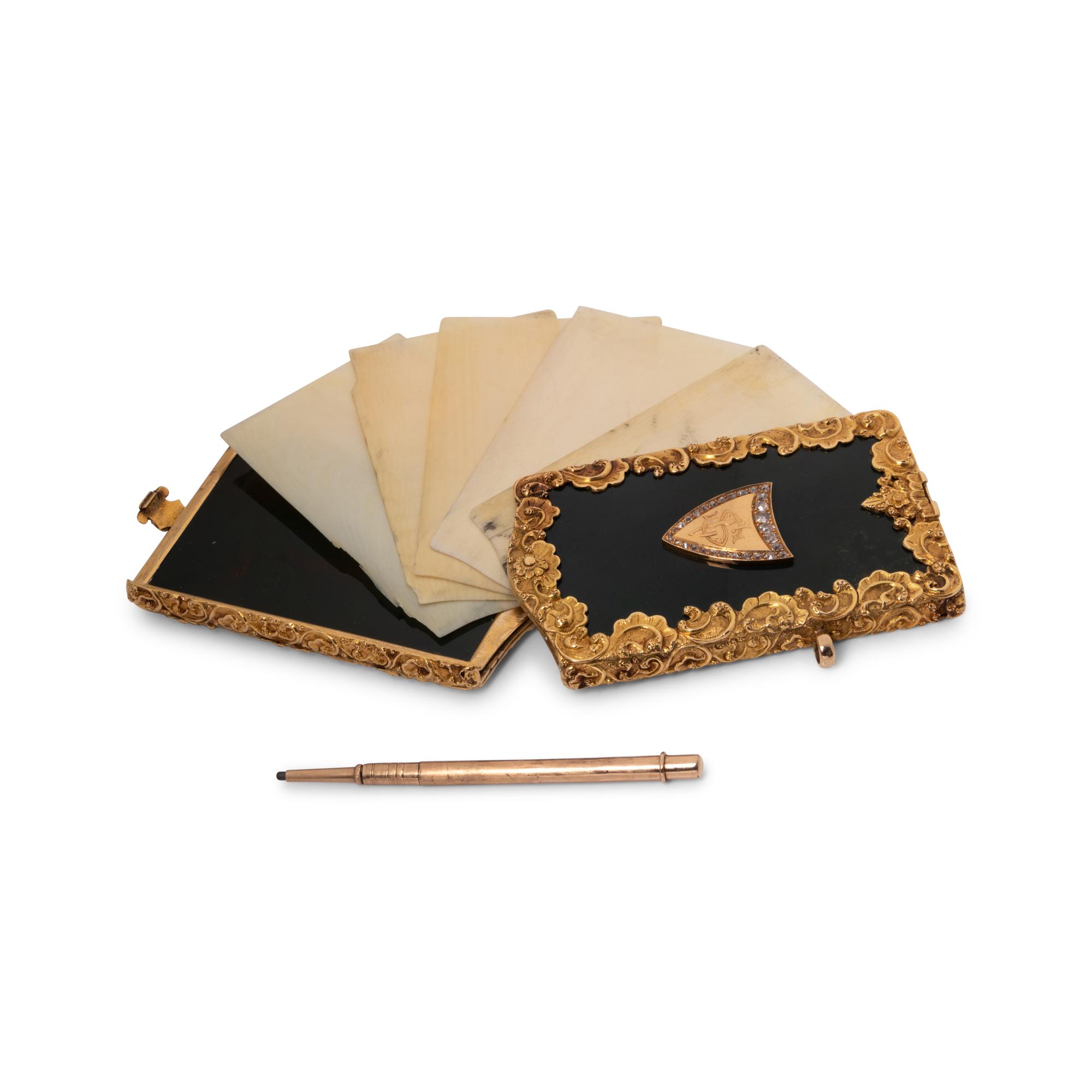 A Gold and Diamond Mounted Bloodstone Aide-Mémoire