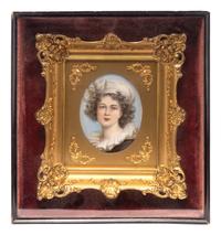 A Continental Porcelain Plaque in a Giltwood Frame