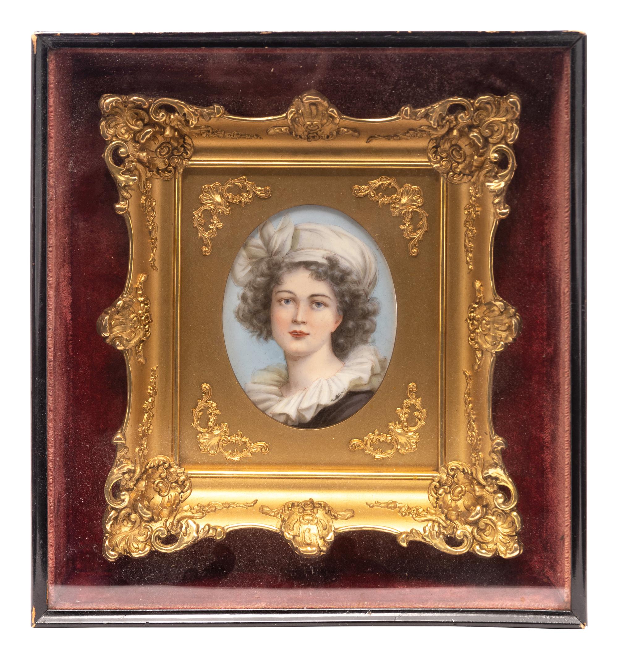 A Continental Porcelain Plaque in a Giltwood Frame