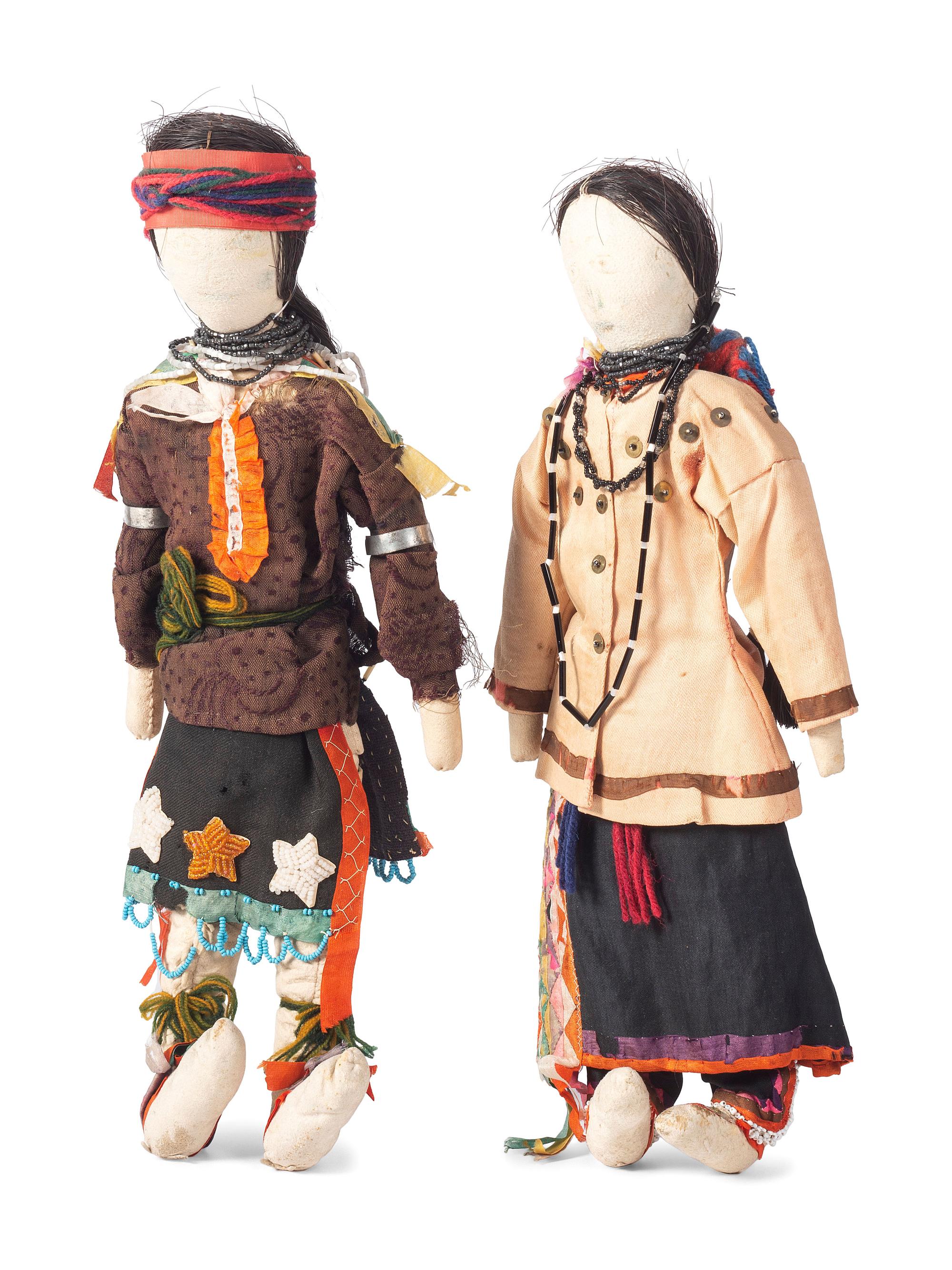 Osage Dolls, with Traditional Ribbonwork Dress