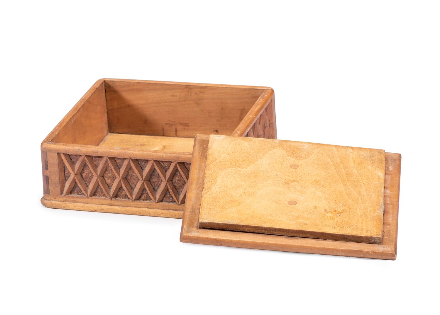 A Folk Art Carved Wood Lidded Box