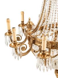 A French Neoclassical Style Gilt Bronze and Glass Ten-Light Chandelier