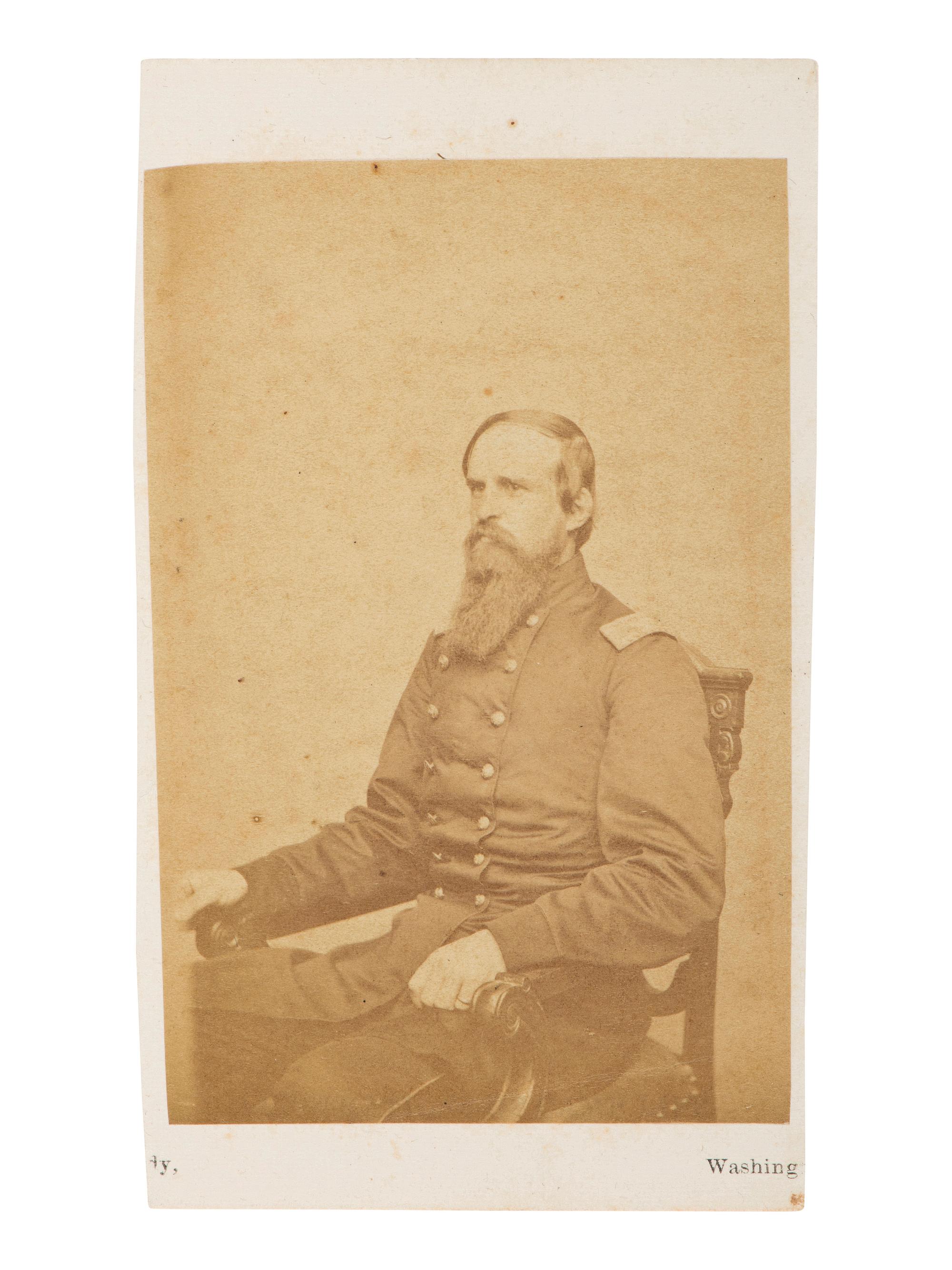 [CIVIL WAR - GETTYSBURG]. Autographed CDV of Colonel Edward E. Cross, KIA at Gettysburg. Washington, DC: Brady, ca 1861-1863.