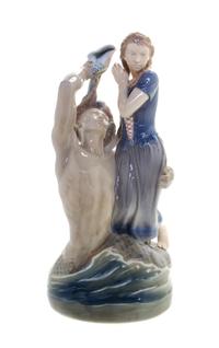A Royal Copenhagen Porcelain Figural Group Height 21 1/4 inches.