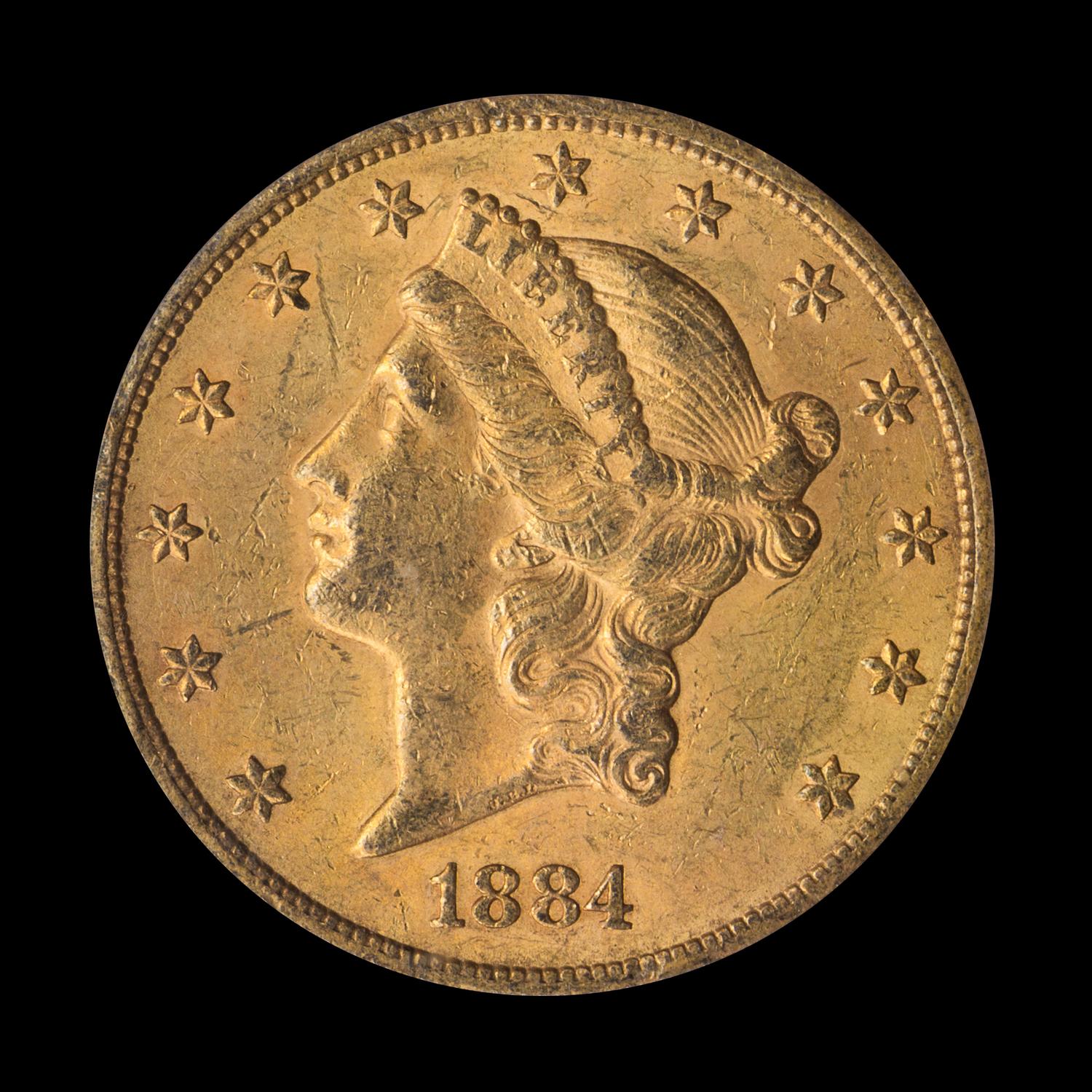 A United States 1884-CC Liberty Head $20 Gold Coin
