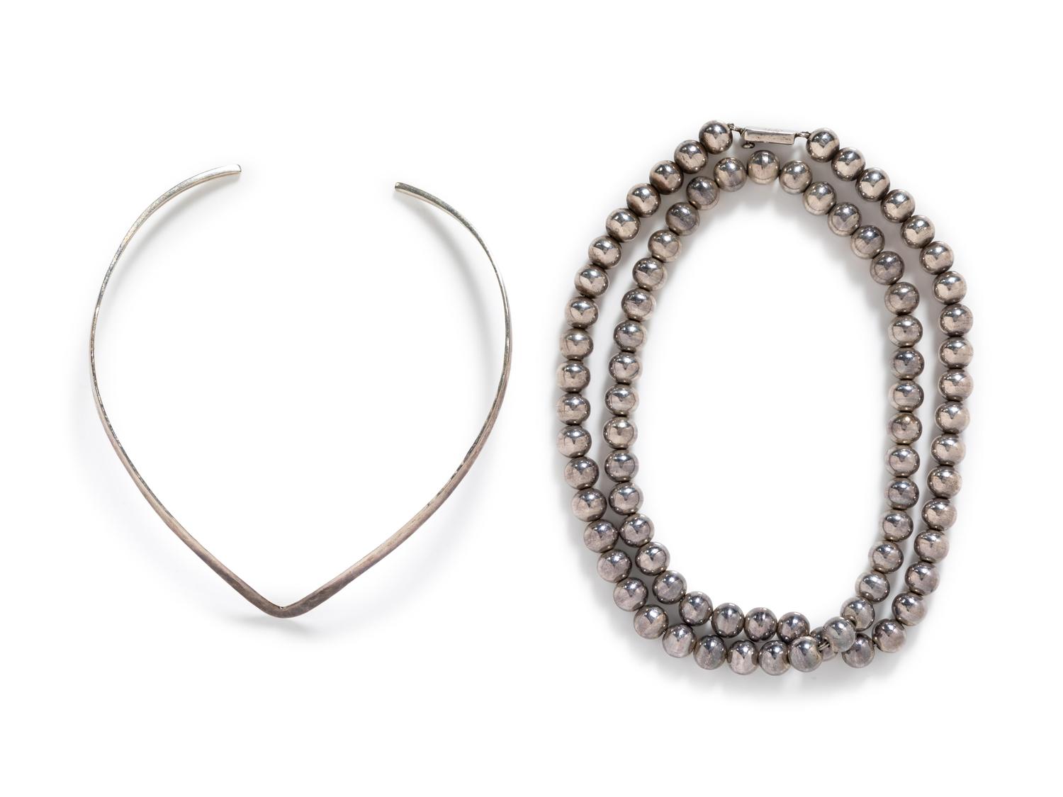 A Collection of Sterling Silver Necklaces,