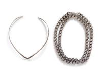A Collection of Sterling Silver Necklaces,