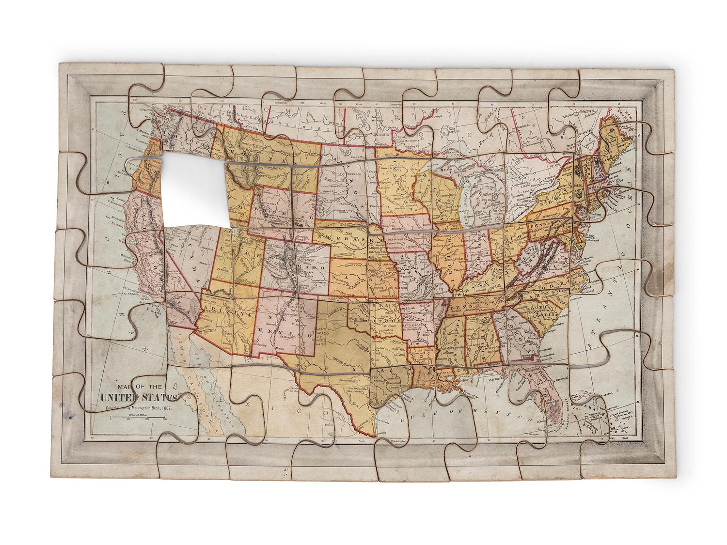 A New Dissected Map of the United States and a Box of Picture Cubes