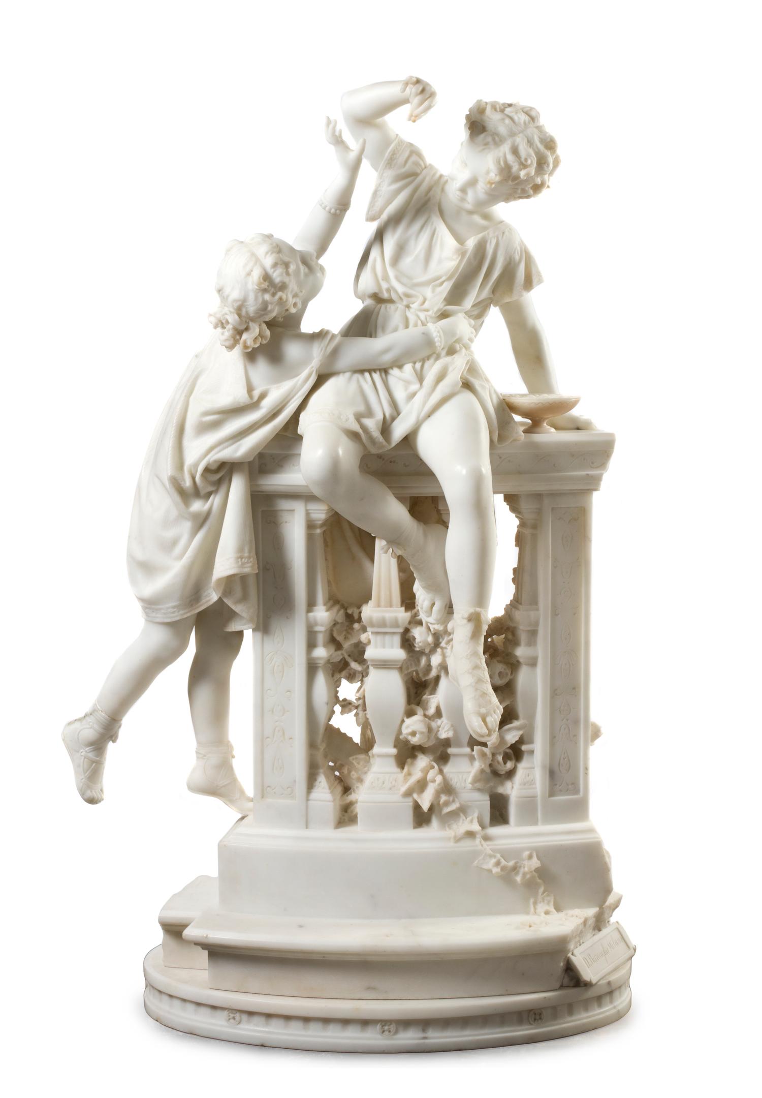 An Italian Marble Figural Group, Donato Barcaglia (1849-1930), Height overall 47 inches.