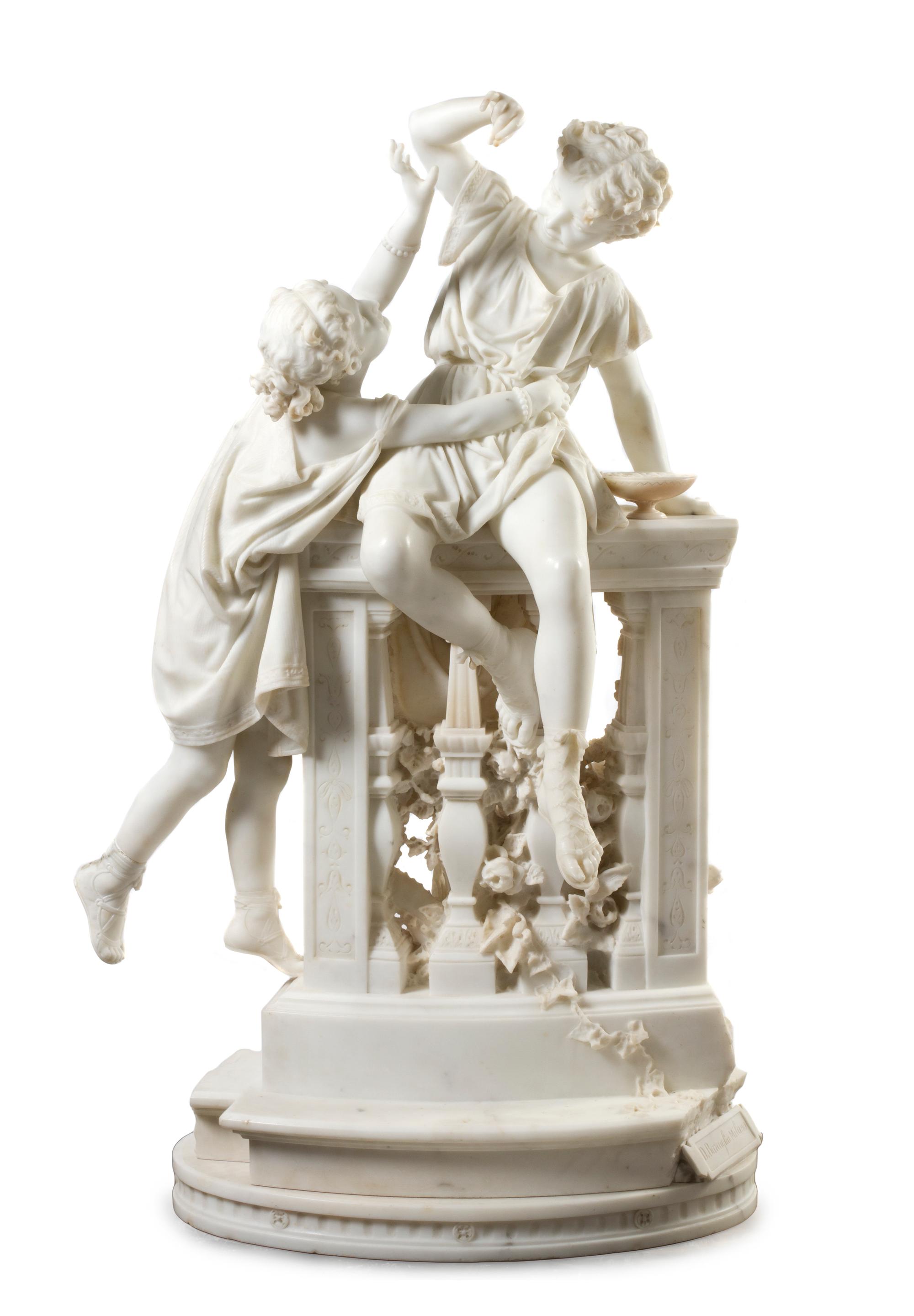 An Italian Marble Figural Group, Donato Barcaglia (1849-1930), Height overall 47 inches.