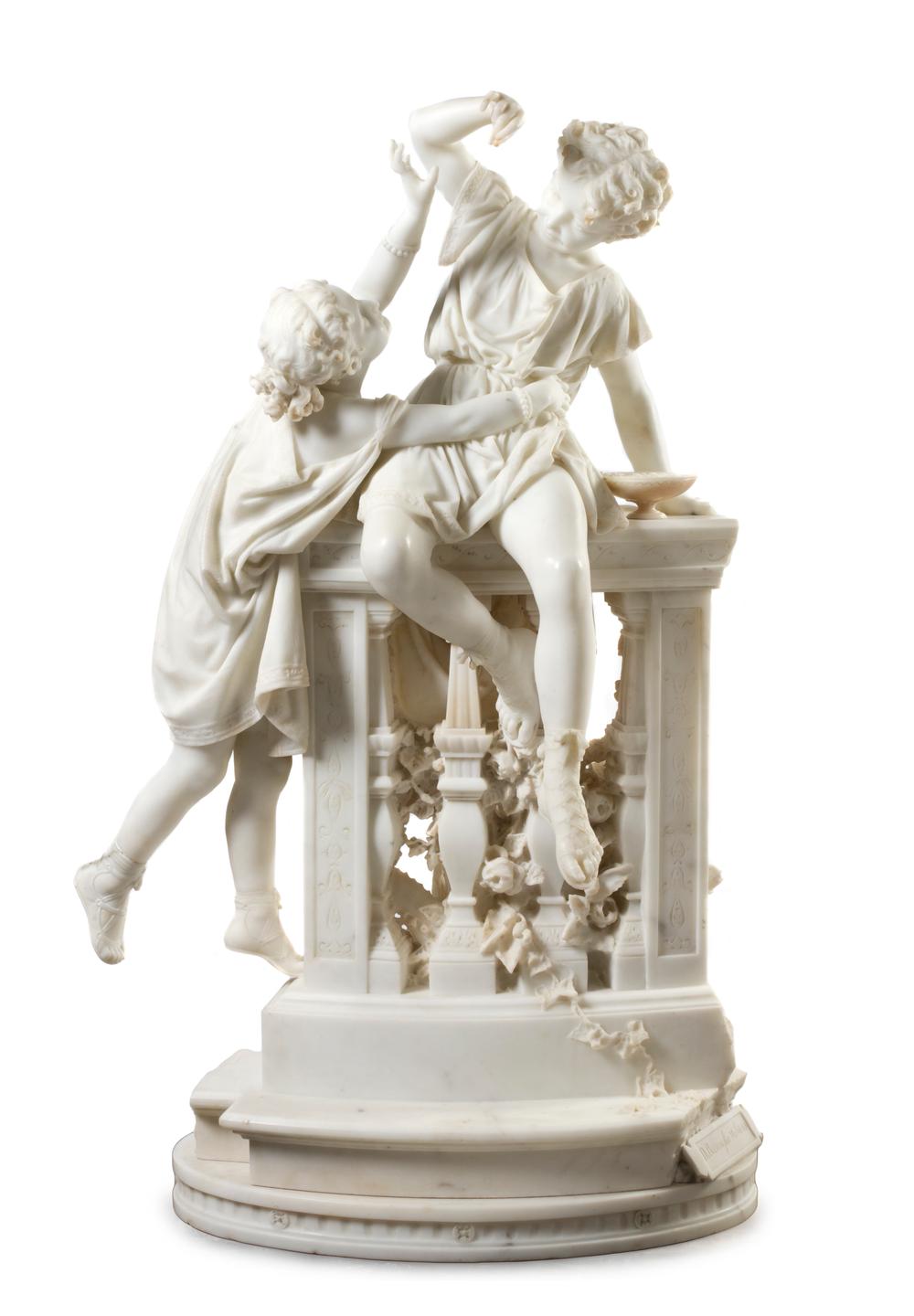 An Italian Marble Figural Group, Donato Barcaglia (1849-1930), Height overall 47 inches.