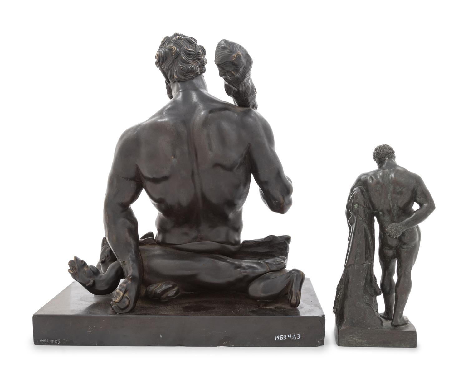 A Grand Tour Bronze Farnese Hercules and a Similar Bronze Bust of Hercules