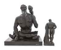 A Grand Tour Bronze Farnese Hercules and a Similar Bronze Bust of Hercules
