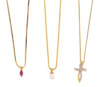 A Collection of Yellow Gold Pendant/Necklaces,