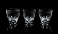 A Set of Seven Steuben Glass Tumblers Height 3 1/2 inches.