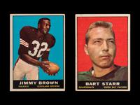A Group of Assorted 1961 Topps Football Cards Including Jim Brown and Bart Starr,
