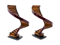 A Pair of Partial Painted Wood Staircase Models
