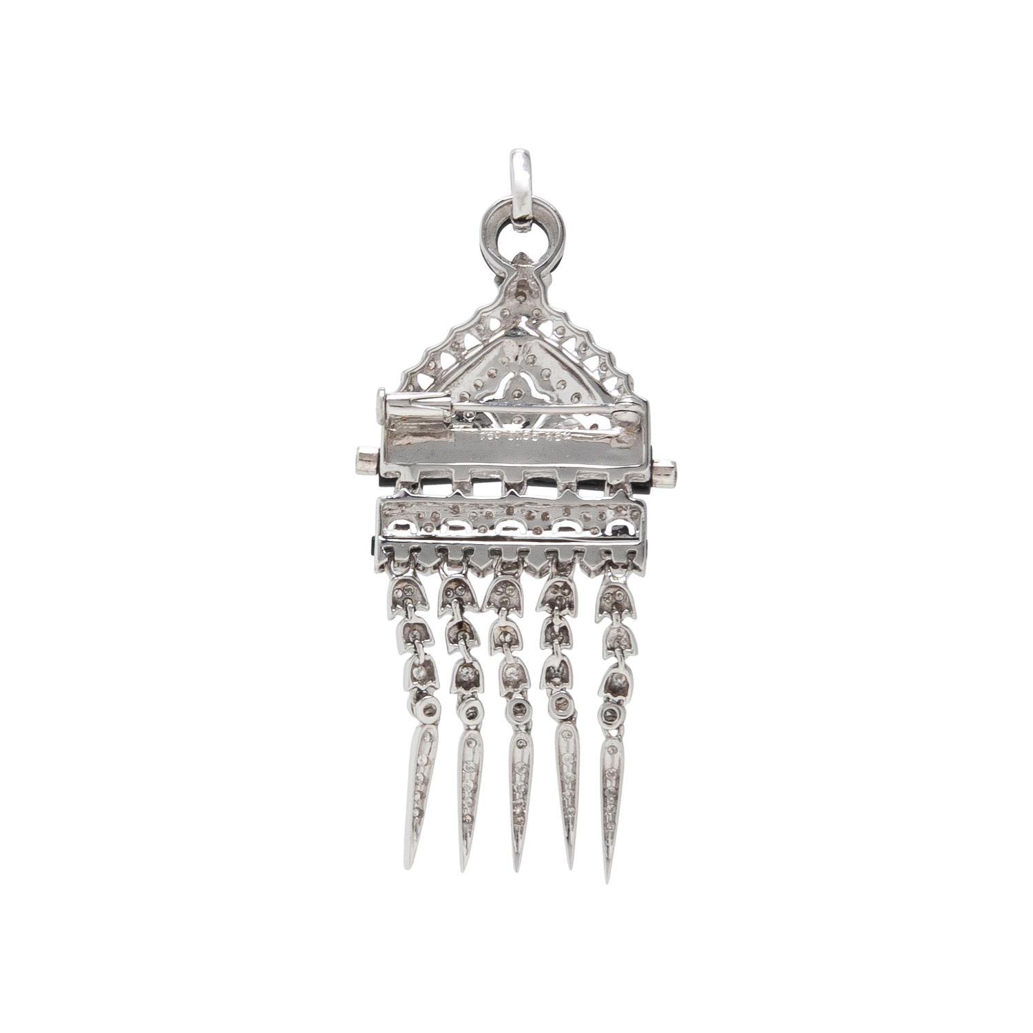 DIAMOND, BLACK ONYX, AND WHITE GOLD PENDANT NECKLACE